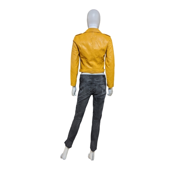 Zara Basic Mustard Faux Leather Motorcycle Jacket, XS - Picture 2 of 7